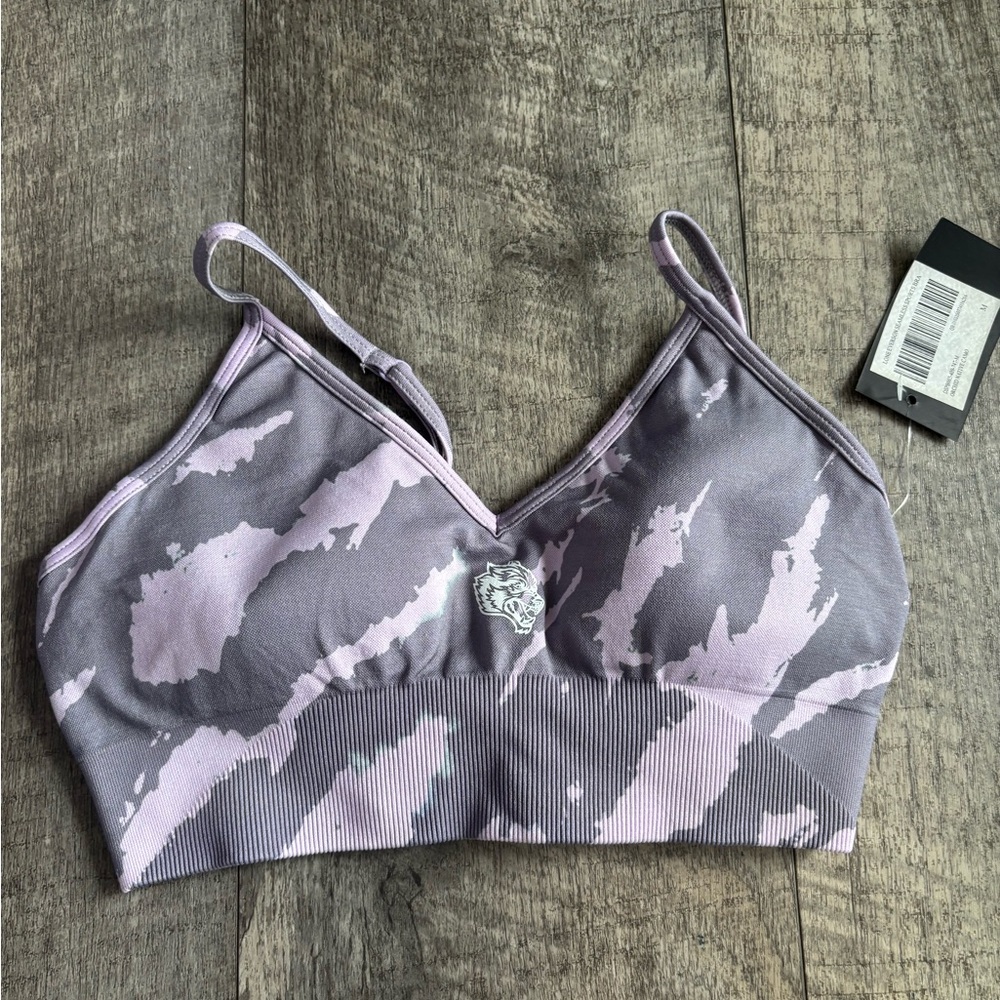 Darc Sport Purple and Gray Patterned Sports Bra
